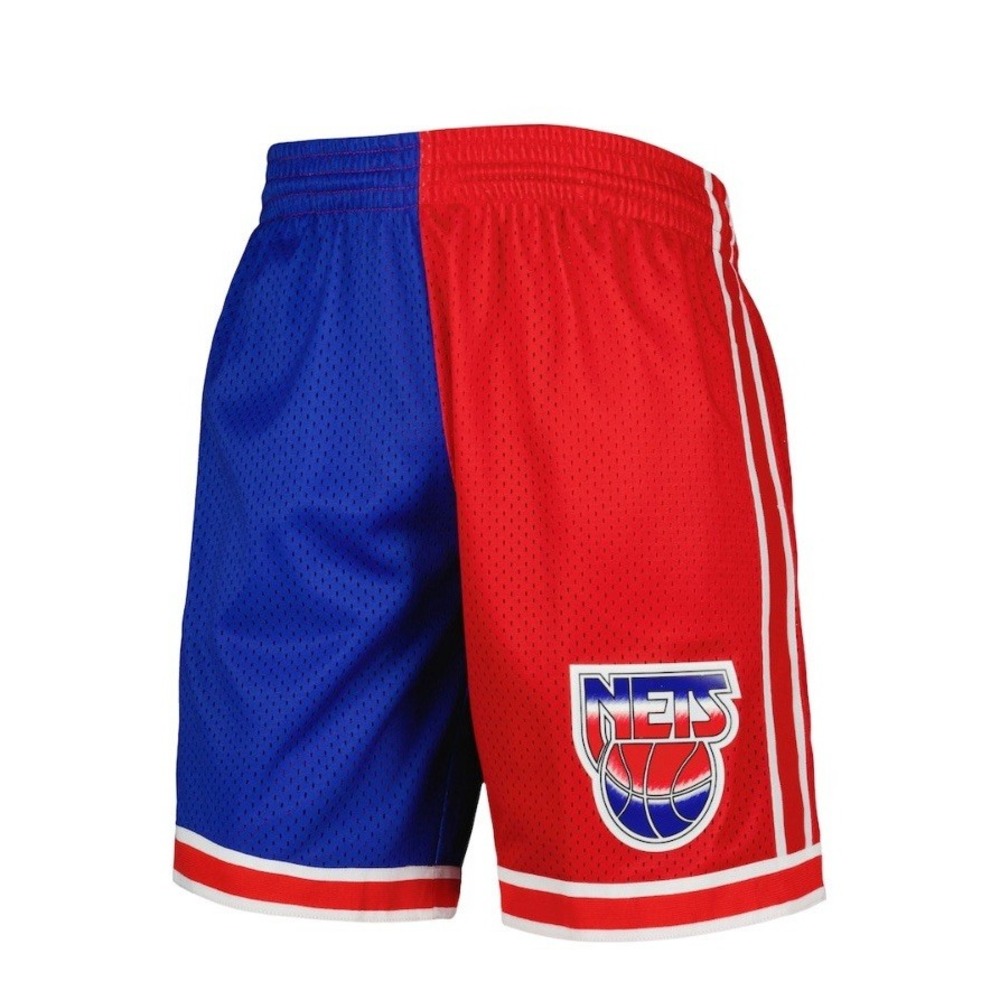 Mitchell & Ness New Jersey Nets 1993 Split Swingman Shorts Blue Red Mens Large